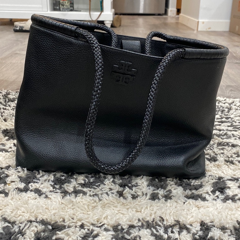 Authentic Tory Burch Black Leather Tote